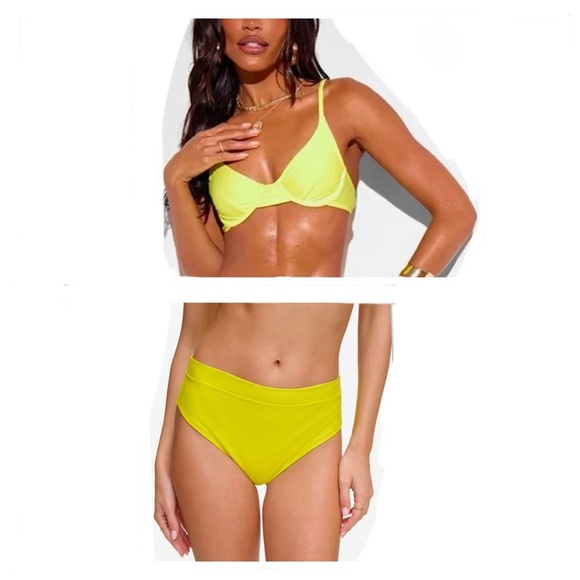 DKNY Bikini Swimsuit Yellow Set - Picture 1 of 12